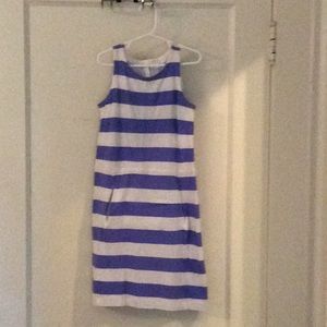 Crew cuts striped dress with front pocket. Size 8